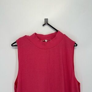Reformation Ribbed Knit Mock Neck Sleeveless Front Slit Skylar Mini Dress